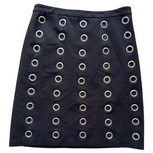 Carmen Marc Valvo Women's Black Grommet Skirt M Rayon/Nylon/Spandex Blend